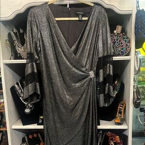 Elegant Silver Dress with Rhinestone Detail